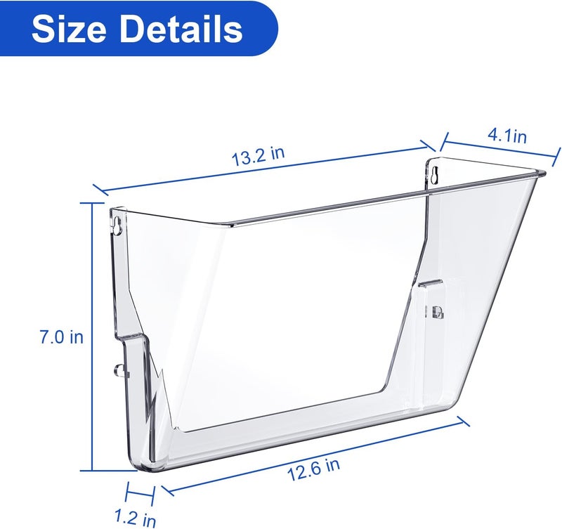 Samstar 6 Pack Clear Wall File Holder, Wall Mount Acrylic File Organizer Hanging Wall Pocket Mail Magazines Organizer for Office,Home - Image 2